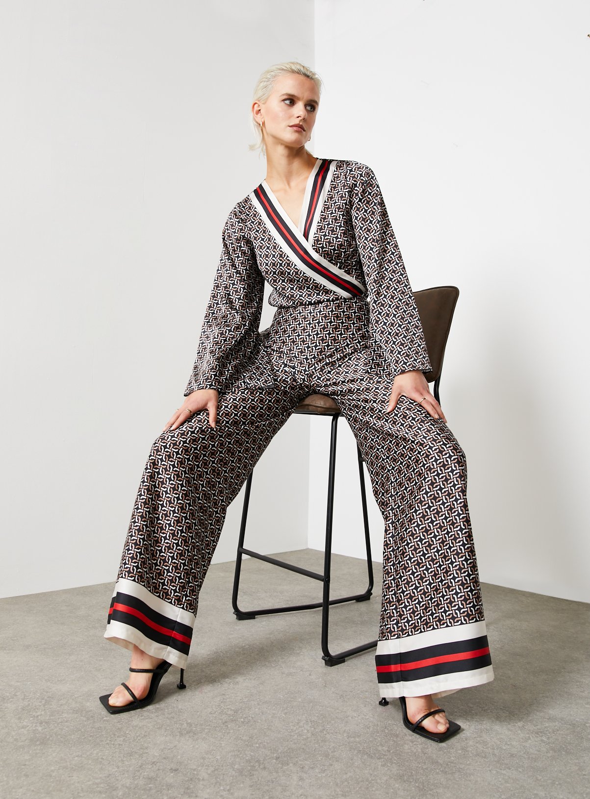 For All The Love Border Printed Satin Co-ord Wide Leg Trouser 6 - Image 4 thumbnail